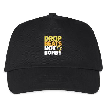 Techno Lover: Drop Beats Not Bombs Stil - Kinder Basecap - Schwarz - Vorne
