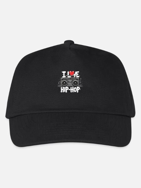 I Love Hip Hop Hip Hop Musik Hip Hop Boombox Rap - Kinder Basecap - Schwarz