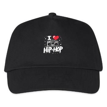 I Love Hip Hop Hip Hop Musik Hip Hop Boombox Rap - Kinder Basecap - Schwarz - Vorne