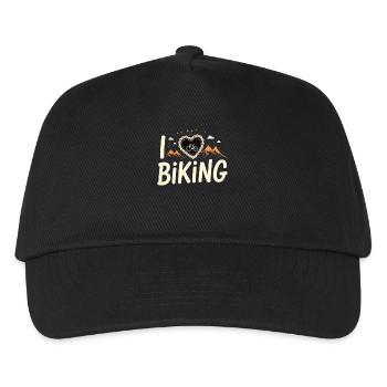 I Love Biking Fahrrad Radfahren Gravelbike Mtb - Kinder Basecap - Schwarz - Vorne
