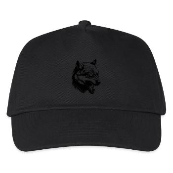 Wolf Kopf - Kinder Basecap - Schwarz - Vorne