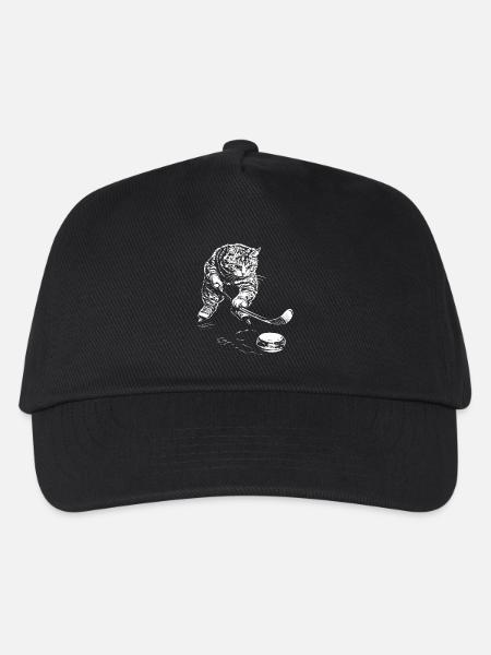 Lustige Katze Eishockey - Kinder Basecap - Schwarz