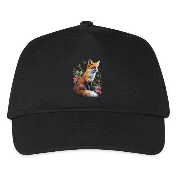 Fox Lover Woodland Flowers Art Foxes Cute Fox - Kids’ Baseball Cap - black - Front