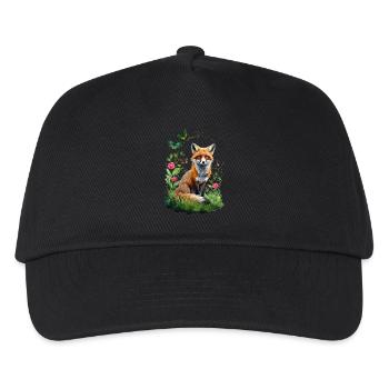 Fox Lover Woodland Flowers Art Foxes Cute Fox - Kids’ Baseball Cap - black - Front