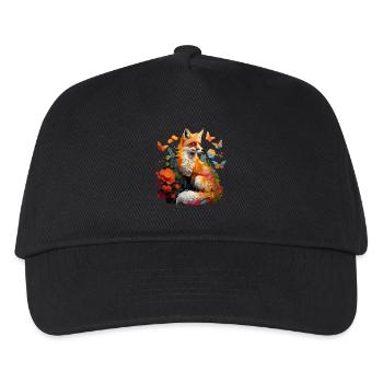 Fox Lover Woodland Flowers Art Foxes Cute Fox - Kids’ Baseball Cap - black - Front