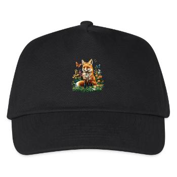 Fox Lover Woodland Flowers Art Foxes Cute Fox - Kids’ Baseball Cap - black - Front