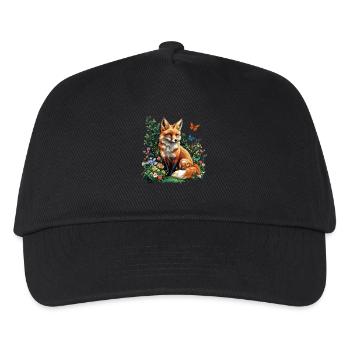 Fox Lover Woodland Flowers Art Foxes Cute Fox - Kids’ Baseball Cap - black - Front