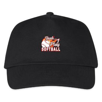 Yeah I Play Softball - Kids’ Baseball Cap - black - Front