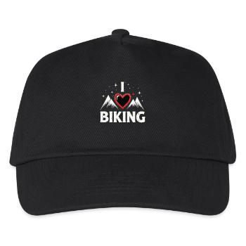 I Love Biking Fahrrad Radfahren Gravelbike Mtb - Kinder Basecap - Schwarz - Vorne