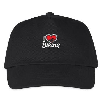I Love Biking Fahrrad Radfahren Gravelbike Mtb - Kinder Basecap - Schwarz - Vorne