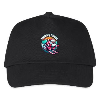Weihnachtsmann Weihnachten Skifahren Winter Schnee - Kinder Basecap - Schwarz - Vorne