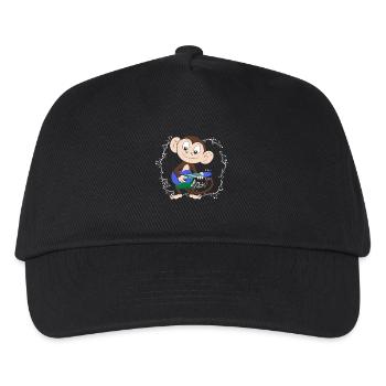 Sock Monkey Plays Ukulele Hula - Kids’ Baseball Cap - black - Front