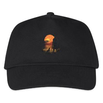 Evening walk on the beach with dog and - Kids’ Baseball Cap - black - Front
