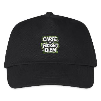 CARPE that... DIEM | Cooles Streetwear-Typo-Shirt - Kinder Basecap - Schwarz - Vorne