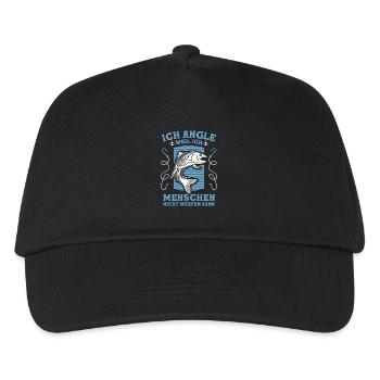 Ich Angle Weil Ich Menschen Nicht Werfen Kann - Kinder Basecap - Schwarz - Vorne