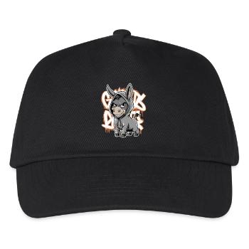 Esel Urban Animal Style Tierliebhaber - Kinder Basecap - Schwarz - Vorne