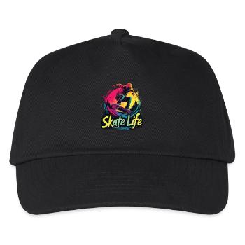Skate Life Skateboard Skater Skateboarding - Kinder Basecap - Schwarz - Vorne