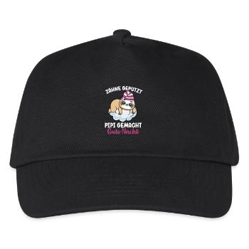 Faultier Schlafshirt Gute Nacht für Langschläfer - Kinder Basecap - Schwarz - Vorne