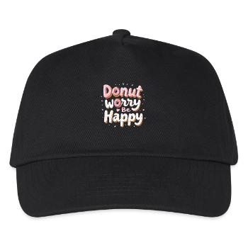 Donut Worry Be Happy – Funny Donut Saying Donut - Kids’ Baseball Cap - black - Front