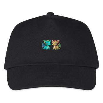 Drache Drachen Kind Kinder Fabelwesen Märchen - Kinder Basecap - Schwarz - Vorne
