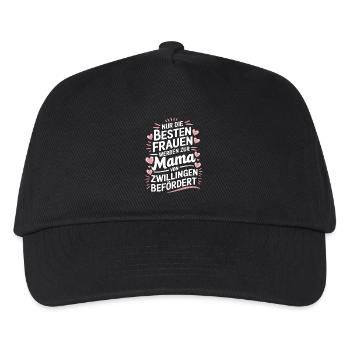 Zwillingsmama Zwillings Mutter, Mama von Zwillinge - Kinder Basecap - Schwarz - Vorne