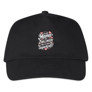Zwillingsmama Zwillings Mutter, Mama von Zwillinge - Kinder Basecap - Schwarz - Vorne