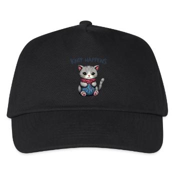 Knit Happens - Tricoter Chat Gris avec de la laine - Casquette de baseball Enfant - noir - Devant
