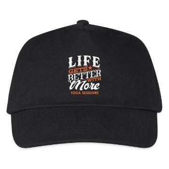 Life Gets Better With More Yoga Sessions - Kids’ Baseball Cap - black - Front