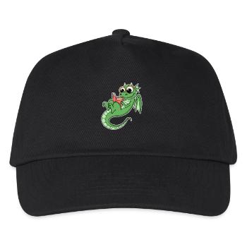 Drache Bücher Buch Lesen - Kinder Basecap - Schwarz - Vorne