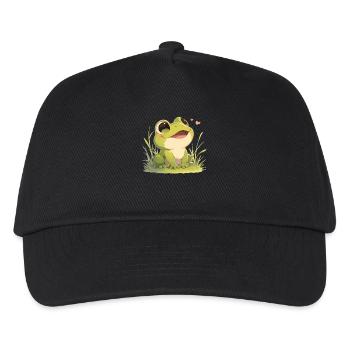 Frosch Frösche - Kinder Basecap - Schwarz - Vorne