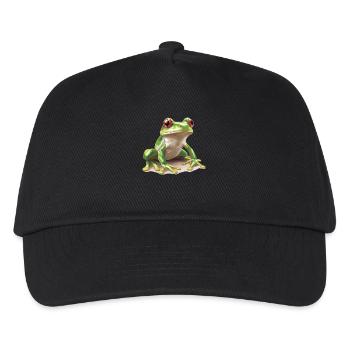 Frosch Frösche - Kinder Basecap - Schwarz - Vorne