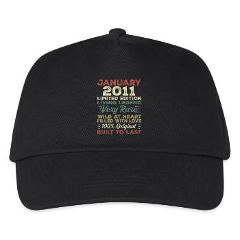 January 2011 Birthday - January 2011, January 2011 - Kids’ Baseball Cap - black - Front