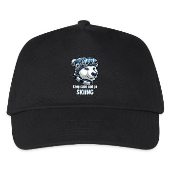 Eisbär Skifahren Skibrille Beanie Winter Urlaub - Kinder Basecap - Schwarz - Vorne