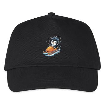 Cute Penguin Sledging Winter Fun - Kids’ Baseball Cap - black - Front