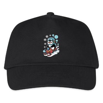Cute Penguin on Snowmobile Adventure - Kids’ Baseball Cap - black - Front