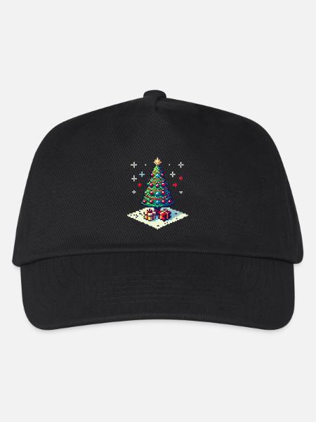 8 Bit Weihnachtsbaum - Kinder Basecap - Schwarz