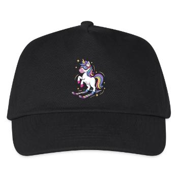 Unicorn on the Winter Alpine Skiing Gift - Kids’ Baseball Cap - black - Front