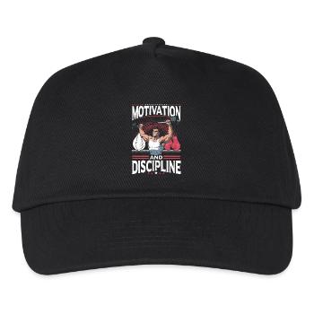 Motivation und Disziplin Fitnessstudio Fitness - Kinder Basecap - Schwarz - Vorne
