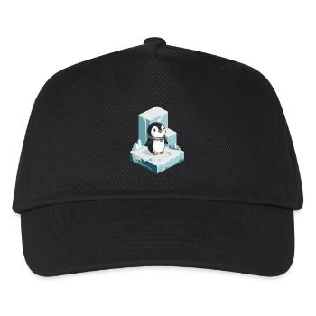 Niedlicher Pinguin Auf Eisberg Illustration - Kinder Basecap - Schwarz - Vorne