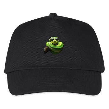 Grüner Baumpython Schlangen Liebhaber Terrarium - Kinder Basecap - Schwarz - Vorne