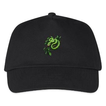 Grüner Baumpython Schlangen Liebhaber Terrarium - Kinder Basecap - Schwarz - Vorne