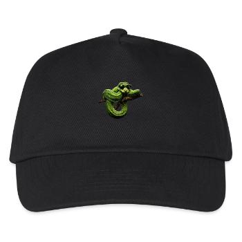 Grüner Baumpython Schlangen Liebhaber Terrarium - Kinder Basecap - Schwarz - Vorne