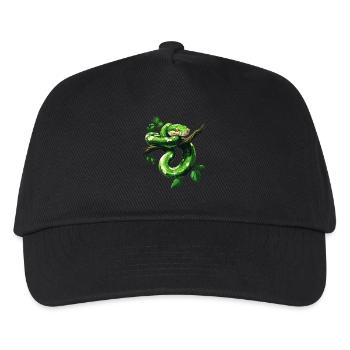 Grüner Baumpython Schlangen Liebhaber Terrarium - Kinder Basecap - Schwarz - Vorne