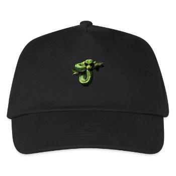 Grüner Baumpython Schlangen Liebhaber Terrarium - Kinder Basecap - Schwarz - Vorne