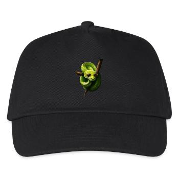 Grüner Baumpython Schlangen Liebhaber Terrarium - Kinder Basecap - Schwarz - Vorne