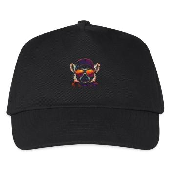 Stylischer Lemur Mit Sonnenbrille Und - Kinder Basecap - Schwarz - Vorne