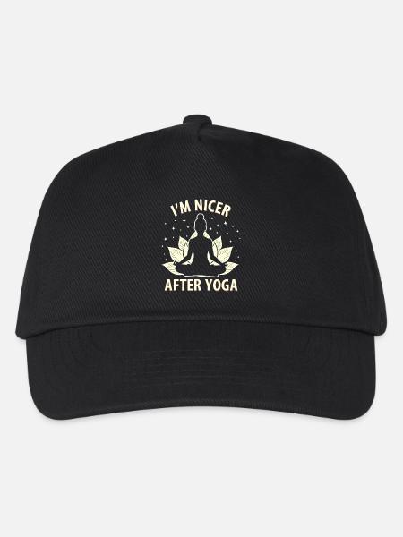 Yoga-Wortspiel - Nicer After Yoga - Kinder Basecap - Schwarz