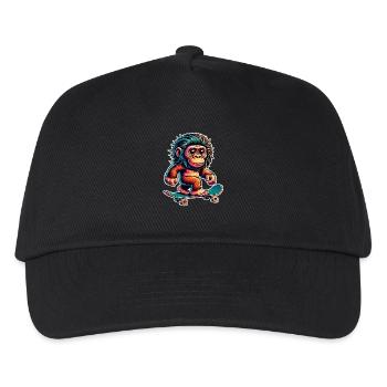 Neandertaler Skateboard Skater - Kinder Basecap - Schwarz - Vorne