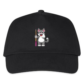 Katze Billiard Queue - Kinder Basecap - Schwarz - Vorne