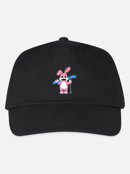 Hase Skifahrer Ski Wintersport - Kinder Basecap - Schwarz